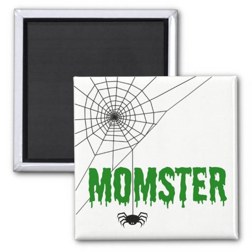 Momster Green Dripping Font Spider Web Magnet