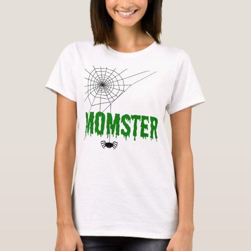 Momster Green Dripping Font Spider Web T_Shirt
