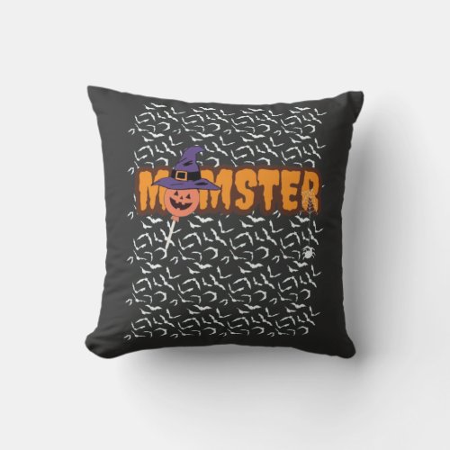 MOMSTER LAUGHING WITH BATS THROW PILLOW