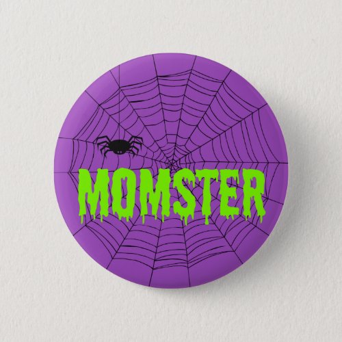 Momster Lime Green Dripping Font Spider Web Button