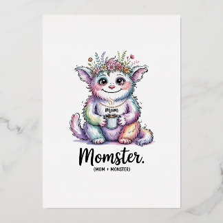 Momster. (Mom + Monster) Foil Holiday Card