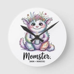 Momster. (Mom + Monster) Round Clock