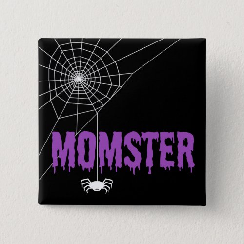 Momster Purple Dripping Font Spider Web Pinback Button