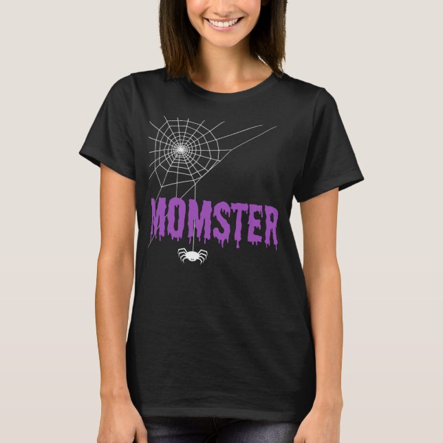 Momster Purple Dripping Font Spider Web T-Shirt (Front)