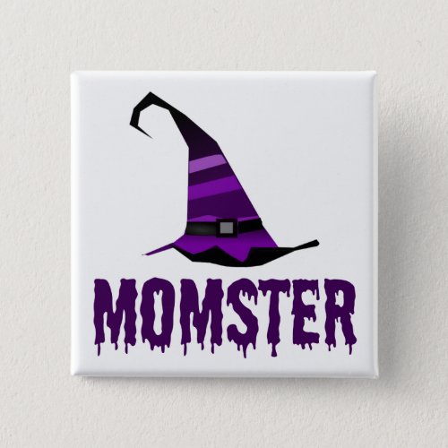 Momster Purple Dripping Font Witch Hat Pinback Button