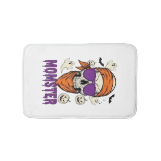 Momster skull Funny Halloween Mom Bath Mat