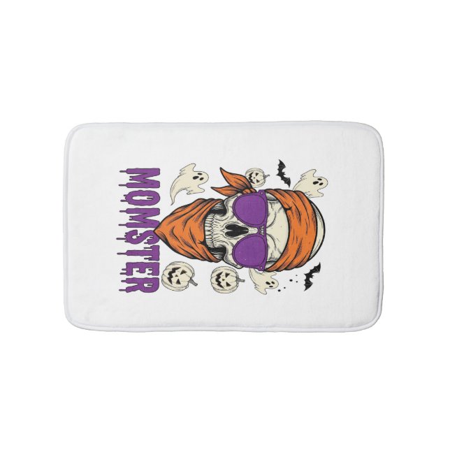 Momster skull Funny Halloween Mom Bath Mat (Front)