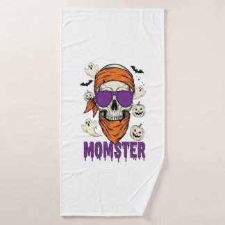 Momster skull Funny Halloween Mom Bath Towel