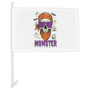 Momster skull Funny Halloween Mom Car Flag