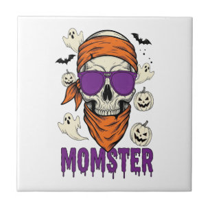 Momster skull Funny Halloween Mom Ceramic Tile