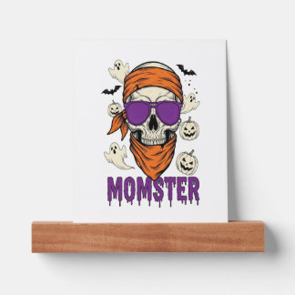 Momster skull Funny Halloween Mom Picture Ledge