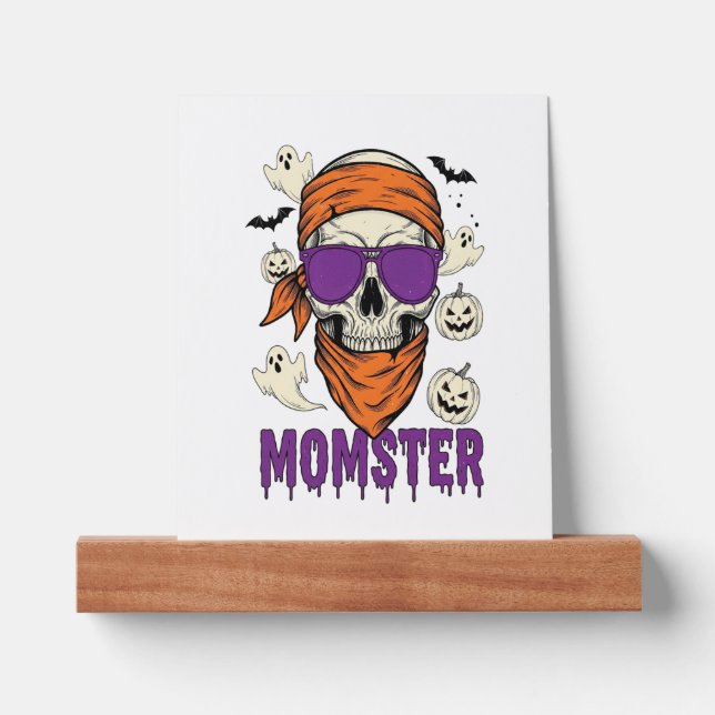 Momster skull Funny Halloween Mom Picture Ledge (Front)