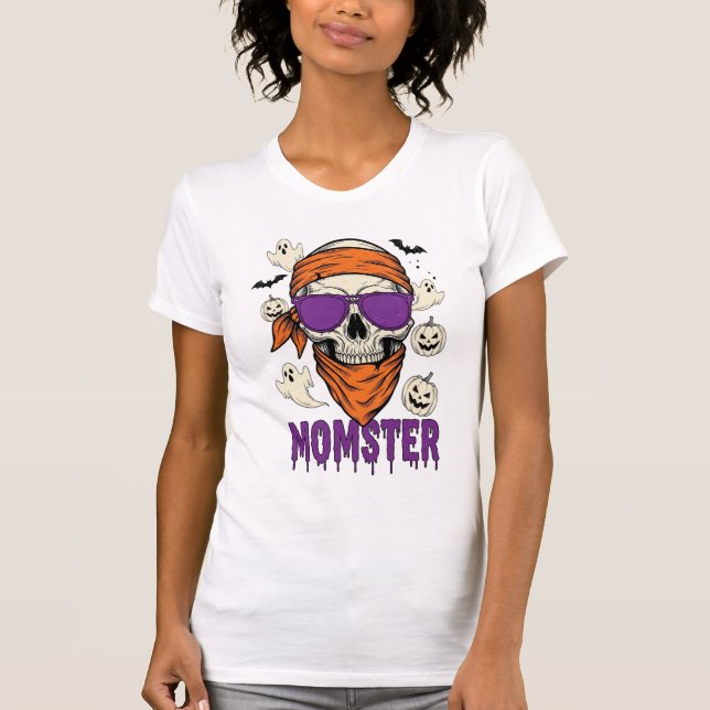 Momster skull Funny Halloween Mom T-Shirt (Front)