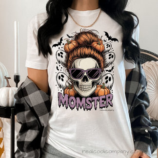 Momster Skull Halloween T-Shirt - Funny Scary Mom Tri-Blend Shirt