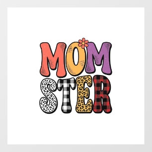 Momster Vintage Mom Leopard Plaid Typography Desig Floor Decals