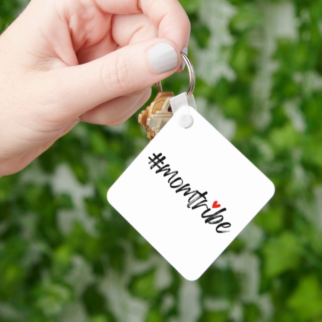 #MomTribe | Modern Motherhood Script Mother's Day Keychain (Hand)