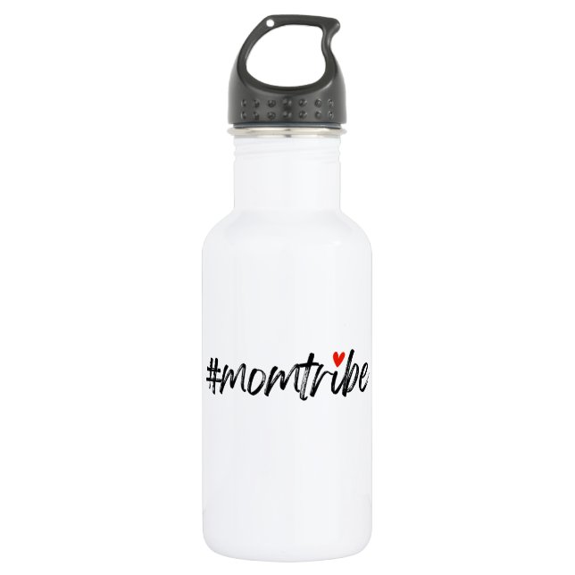 #MomTribe | Modern Motherhood Script Mother's Day Stainless Steel Water Bottle (Front)