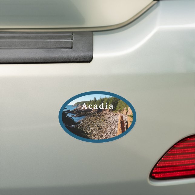 Momument Cove Acadia Oval Car Magnet (In Situ)