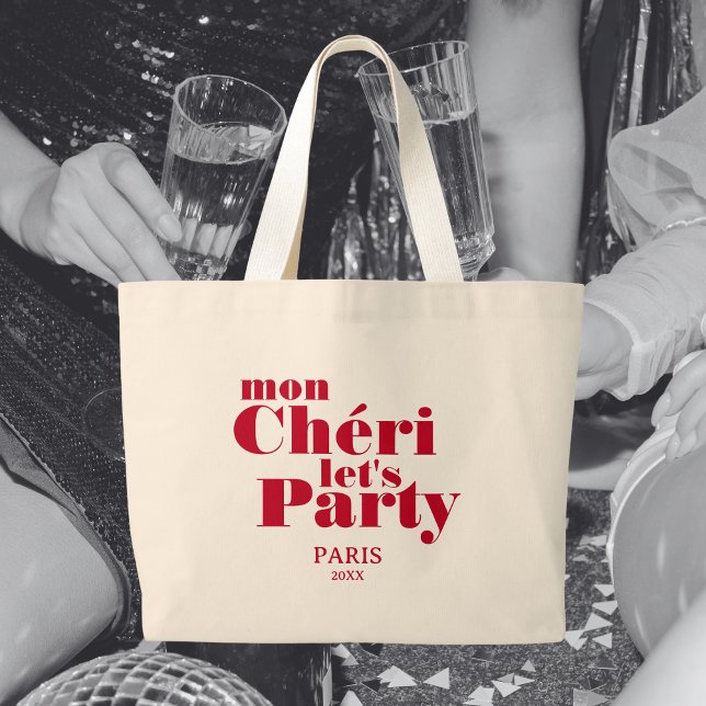 Mon Cherie Let's Party Cherry Red Bold  Large Tote Bag (Creator Uploaded)