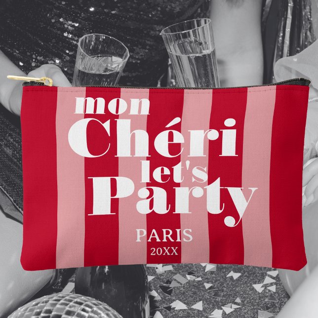 Mon Cherie Let's Party Cherry Red Bold Stripe  Accessory Pouch (Creator Uploaded)