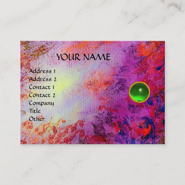MON EMERALD AGATA ,bright  violet green pearl Business Card (Front)