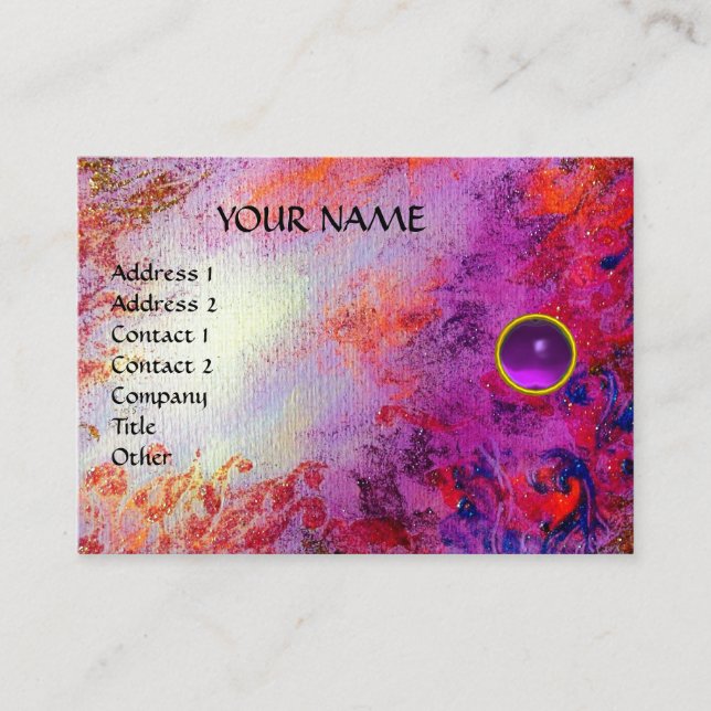 MON EMERALD AGATA , violet linen Business Card (Front)