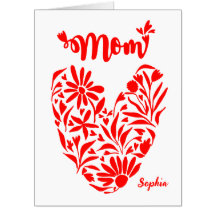 Mon heart with illustrated flowers, pattern