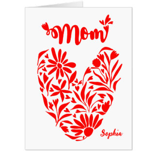 Mon heart with illustrated flowers, pattern card