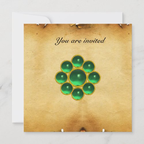 MON jade green parchment Invitation