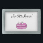 Mon Petit Macaron Rectangular Belt Buckle<br><div class="desc">A cute cartoon macaron.
Gift idea for people that love French cuisine and cute characters. Available on t-shirts,  labels,  home decor,  stationery and more.</div>