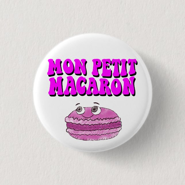 Mon Petit Macaron Retro Groovy Text Button (Front)