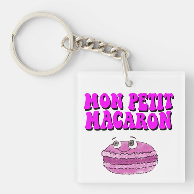 Mon Petit Macaron Retro Groovy Text Keychain (Front)