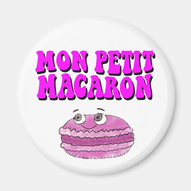 Mon Petit Macaron Retro Groovy Text Magnet (Front)