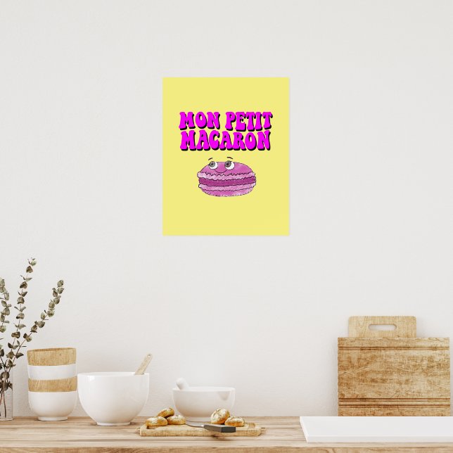 Mon Petit Macaron Retro Groovy Text Poster (Kitchen)