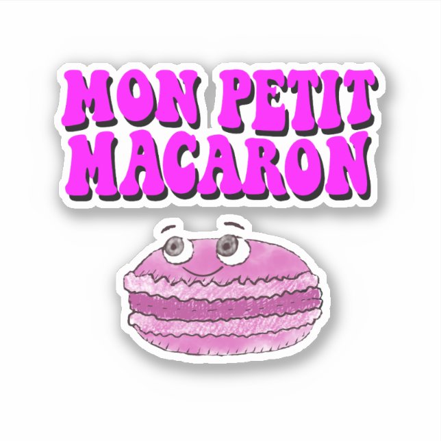 Mon Petit Macaron Retro Groovy Text Sticker (Front)