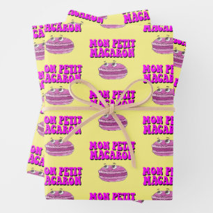 Mon Petit Macaron Retro Groovy Text Wrapping Paper Sheets