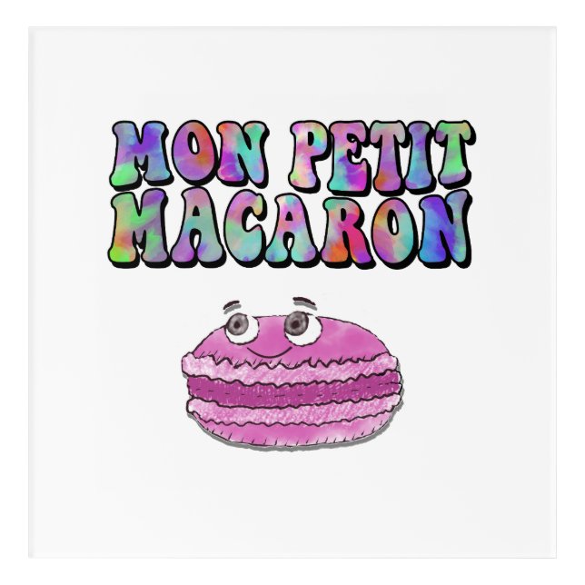 Mon Petit Macaron Retro Tie Dye Groovy Text Acrylic Print (Front)