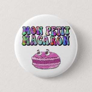 Mon Petit Macaron Retro Tie Dye Groovy Text Button