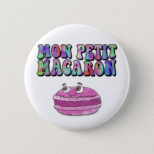 Mon Petit Macaron Retro Tie Dye Groovy Text Button