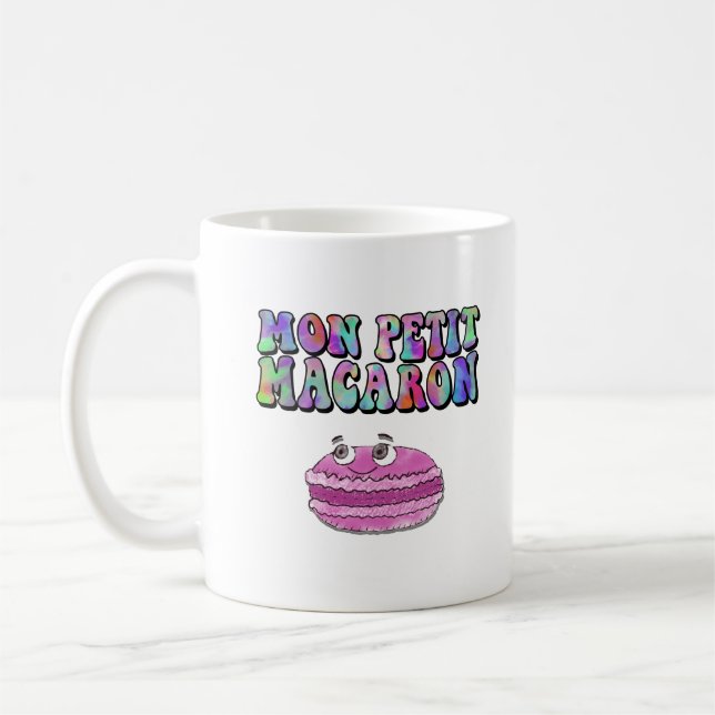 Mon Petit Macaron Retro Tie Dye Groovy Text Coffee Mug (Left)