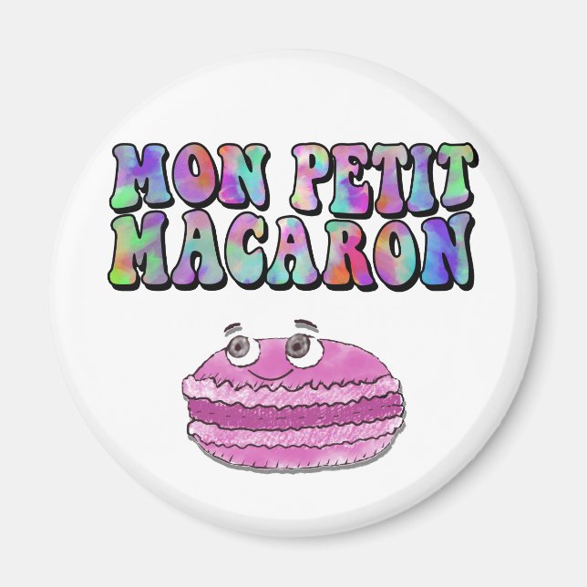 Mon Petit Macaron Retro Tie Dye Groovy Text Magnet (Front)