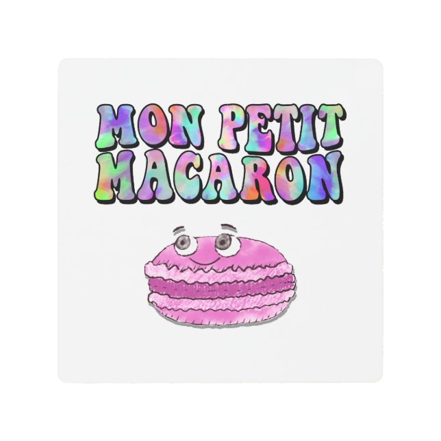 Mon Petit Macaron Retro Tie Dye Groovy Text Metal Print (Front)