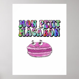Mon Petit Macaron Retro Tie Dye Groovy Text Poster