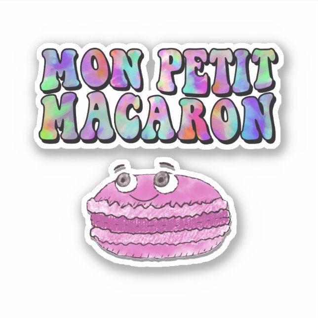 Mon Petit Macaron Retro Tie Dye Groovy Text Sticker (Front)