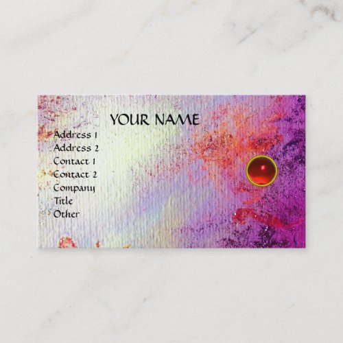 MON Red RubyGrey Agate bright red whiteviolet Business Card