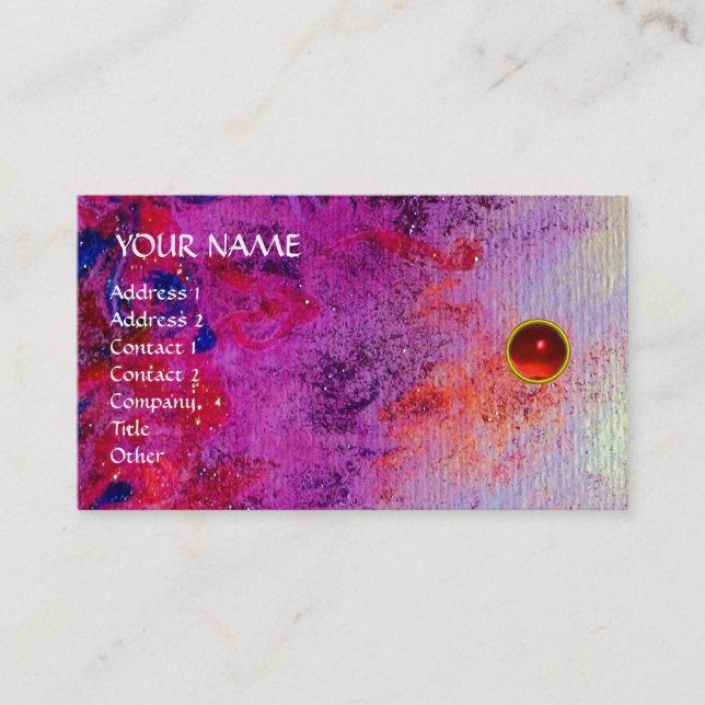 MON RUBY, AGATA , bright red fuchsia grey gold Business Card (Front)