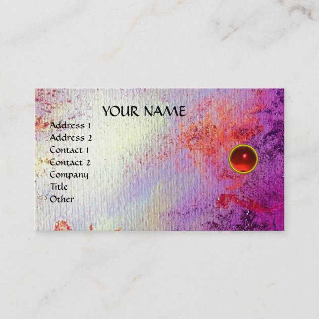 MON RUBY, AGATA , bright red violet grey gold Business Card (Front)