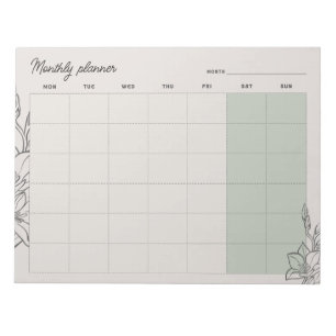 Mon-Sun Minimal Beige Monthly planner, custom text Notepad