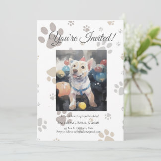 Mon Toutou French Inspired Dog Birthday Invitation