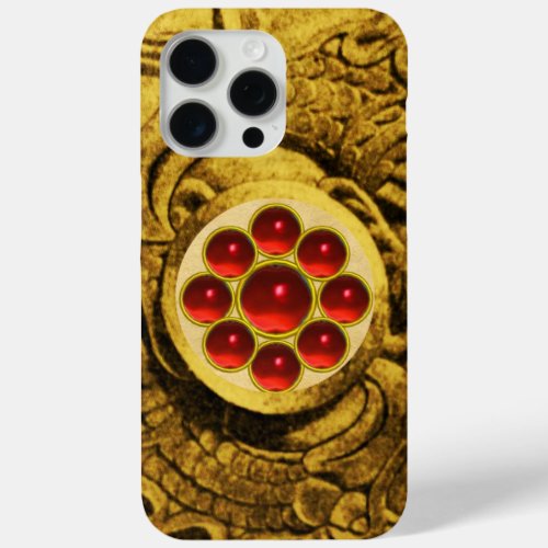 MON WITH RED RUBY GEMSTONS Gold Griffins iPhone 15 Pro Max Case